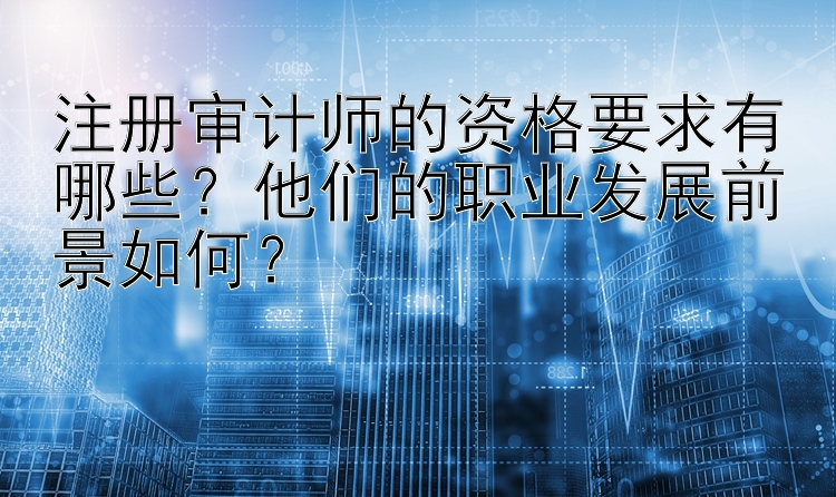 注册审计师的资格要求有哪些？他们的职业发展前景如何？