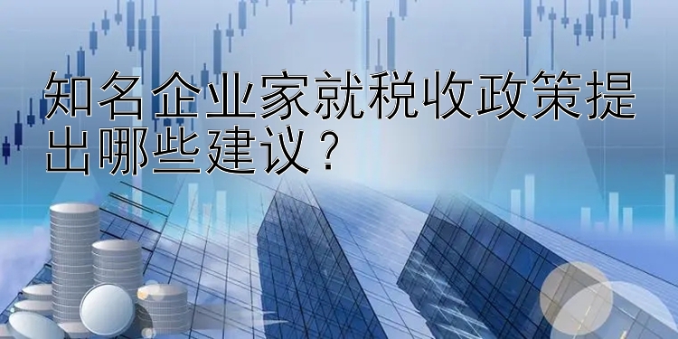 知名企业家就税收政策提出哪些建议？