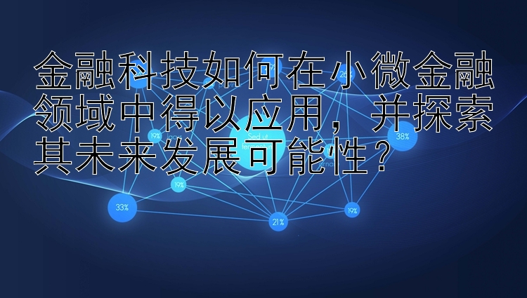 金融科技如何在小微金融领域中得以应用，并探索其未来发展可能性？