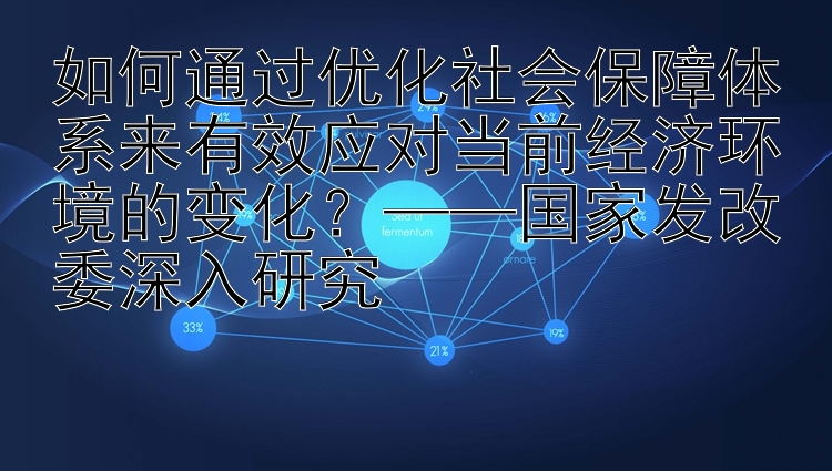 如何通过优化社会保障体系来有效应对当前经济环境的变化？——国家发改委深入研究