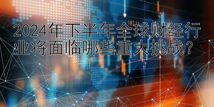 2024年下半年全球财经行业将面临哪些重大挑战？