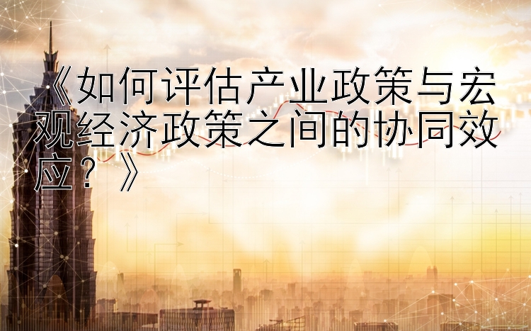 《如何评估产业政策与宏观经济政策之间的协同效应？》